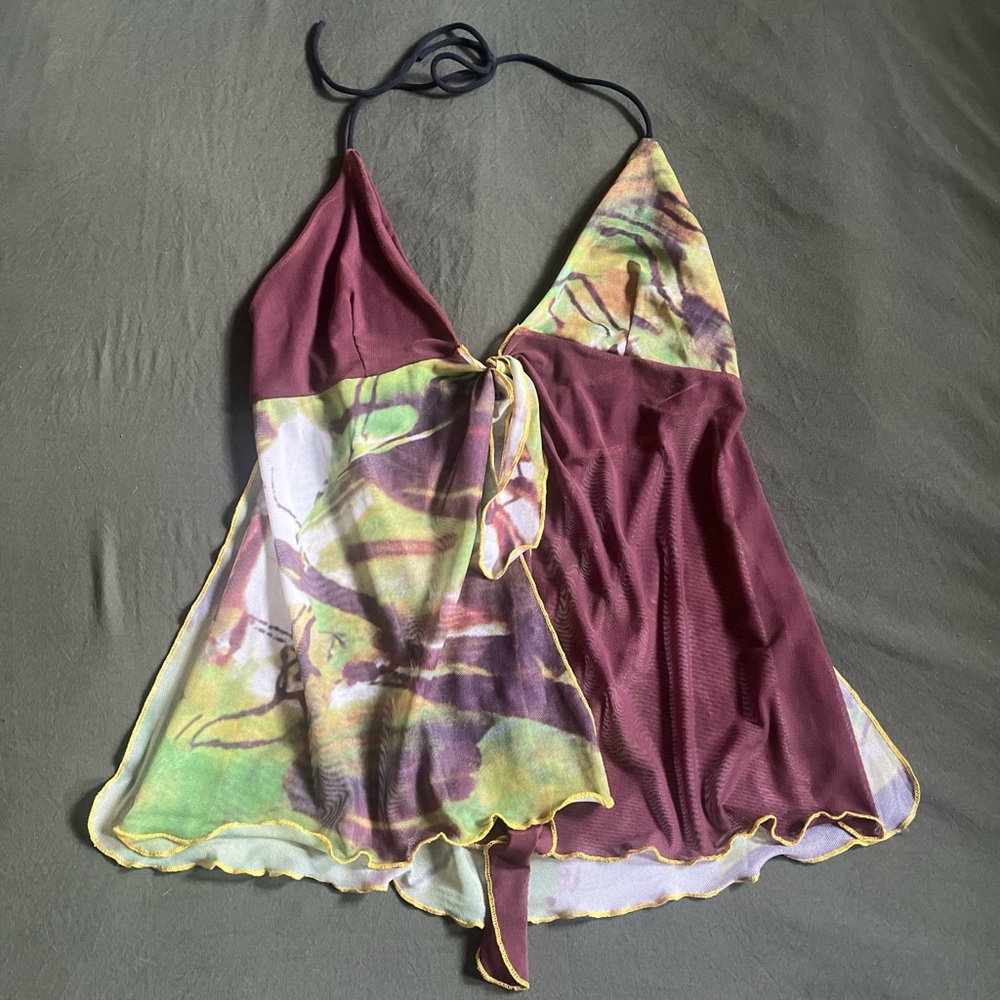 Multicolor Halter Top with Abstract Design